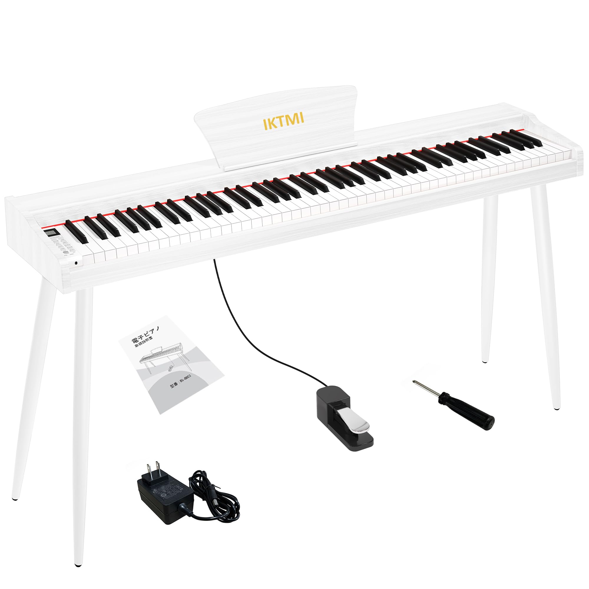 木製 電子ピアノ88鍵盤 木製 本体 Digital Piano ホワイト
