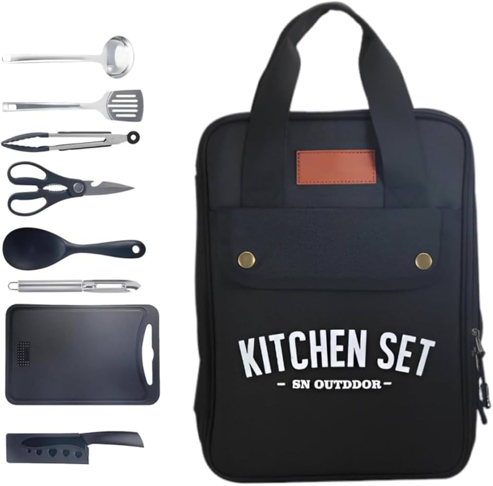 Amazon.co.jp: キャンプ用調理器具セット、8点セット バーベキュー BBQ