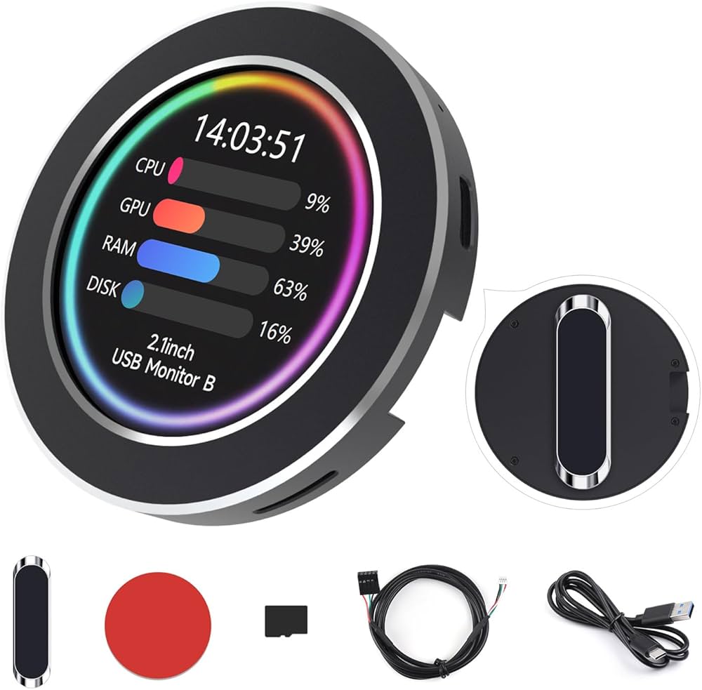 Amazon.co.jp: Waveshare 2.1インチ CPU/GPUクーラー ラウンドLCD