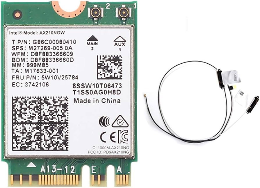 3000Mbps WiFi 6E AX210 Bluetooth 5.2 M.2 Wireless Card AX210NGW