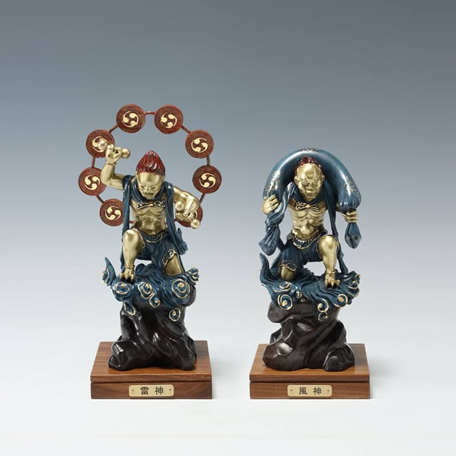 Amazon｜風水 仏像 風神雷神像【セット】銅製 仏像フィギュア 伝統工芸
