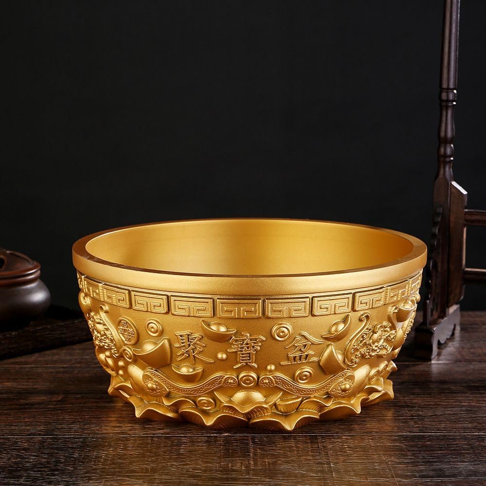 Amazon.com: Piegricdiat 纯金色聚宝盆招财聚宝缸客厅玄关摆件铜器Feng