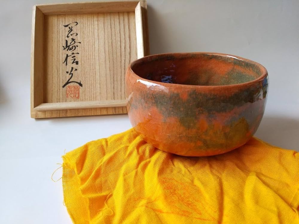 Amazon.co.jp: 出雲 蓮乗院 古門堂焼 岡崎信光 赤楽 茶碗 赤茶碗