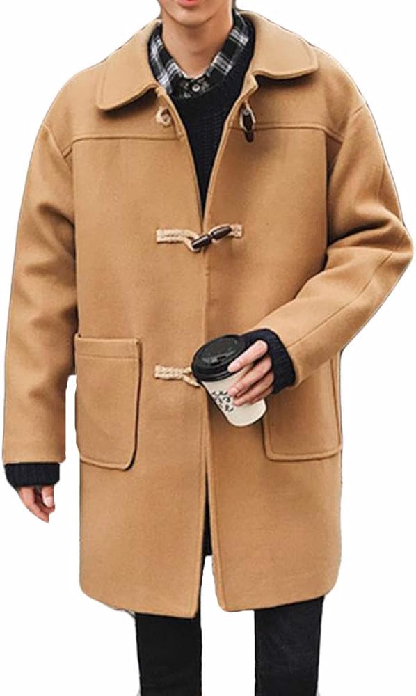Amazon | [BaLuoTe] ダッフルコート メンズ メルトン キャメル ロング