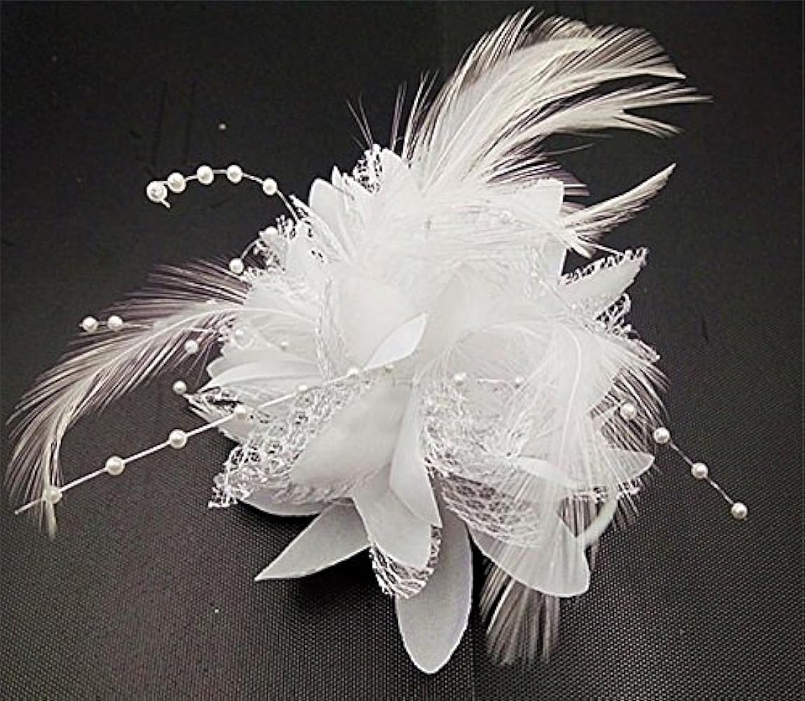 Amazon | 白 2個セット ヘアコサージュ 造花 ヘッドドレス 髪飾り