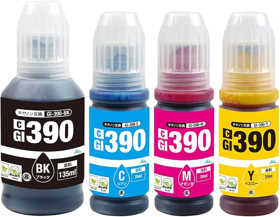 Amazon.co.jp: Mt.Smile インク ボトル GI-390 (4色 BK/C/M/Y) (対応