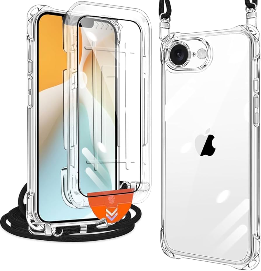 Amazon.co.jp: iPhone 16E 用 ケース クリア ショルダー [1枚ガラス