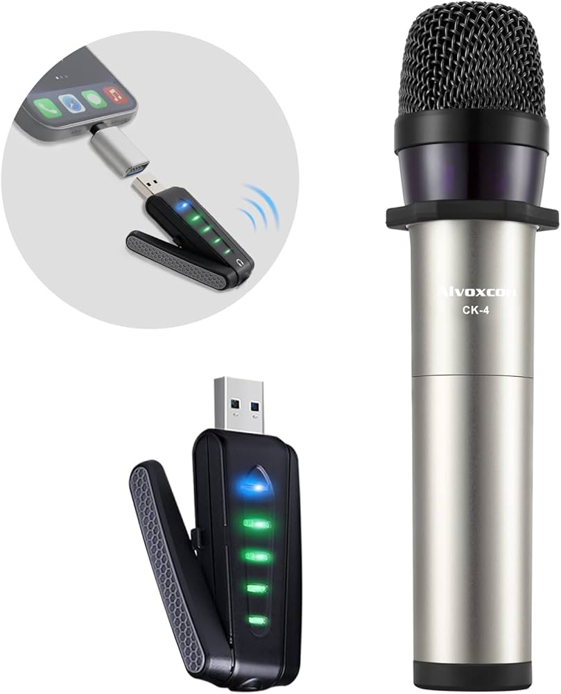 Amazon.co.jp: ワイヤレスマイクUSB ALVOXCON 無線ハンド型マイク UHF
