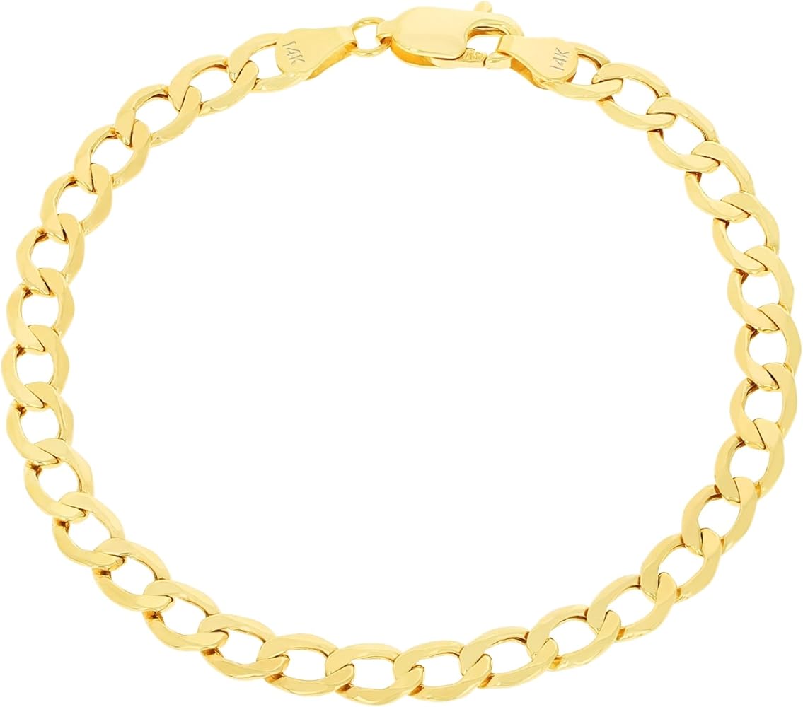 Amazon | ユニセックス 14K イエローゴールド 5.5mm キューバンカーブ