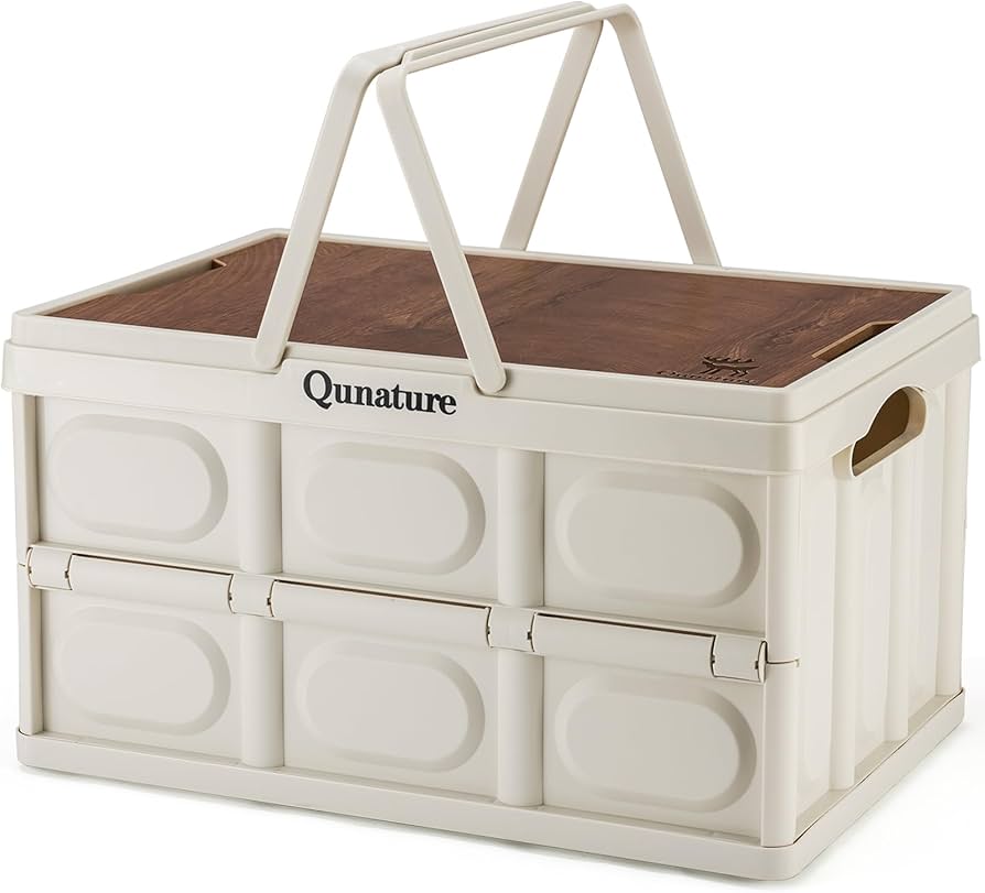 Amazon｜Qunature 折り畳みコンテナ 55L 大容量 持ち手付き キャンプ