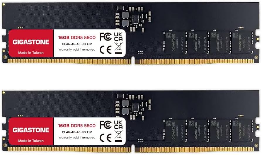 DDR5 RAM】 GIGASTONE 32GB Kit (2x16GB) DDR5 5600MHz PC5-44800 CL