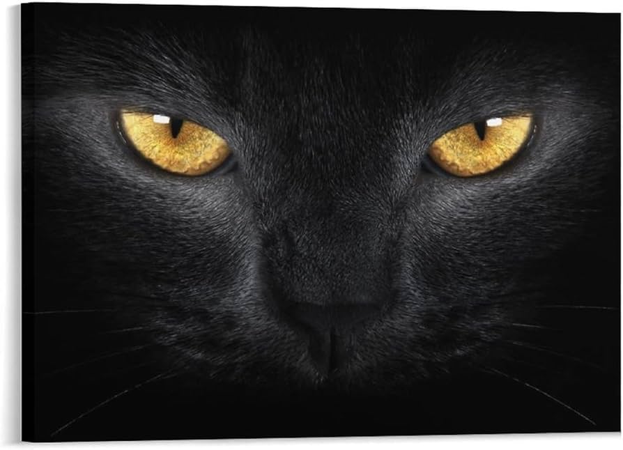 Amazon.co.jp: アートパネル ポスター 絵画 黒猫 猫の目 怖くて モダン