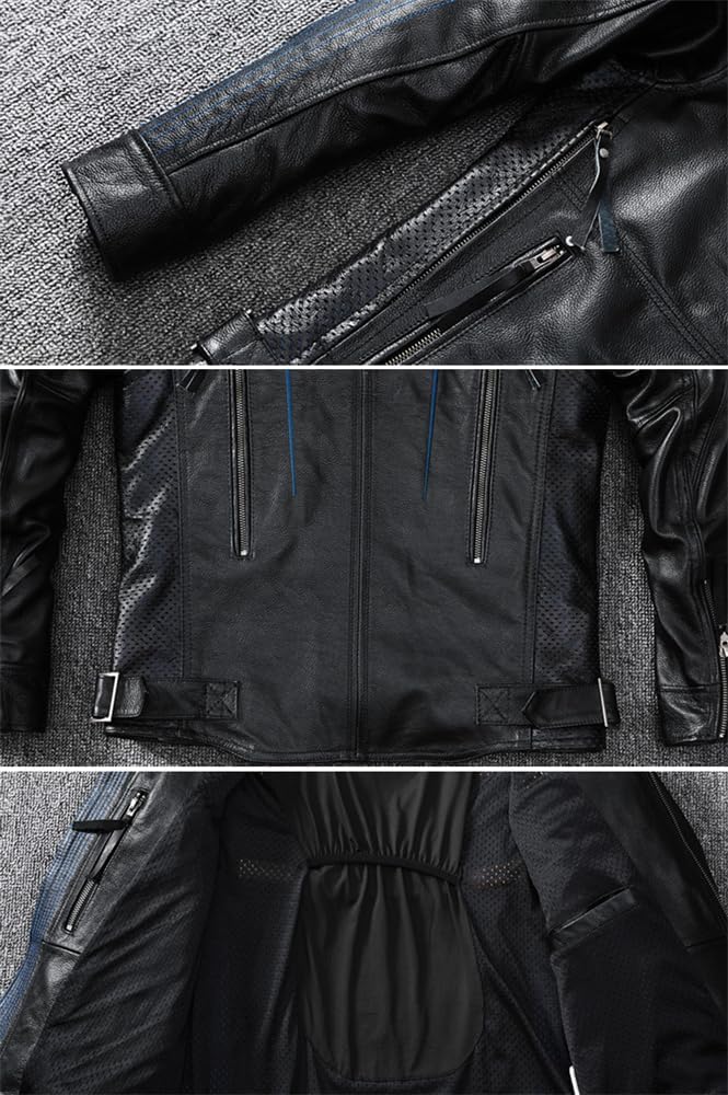 Amazon | [BACTIM] メンズ レザージャケット本革バイク 刺繡