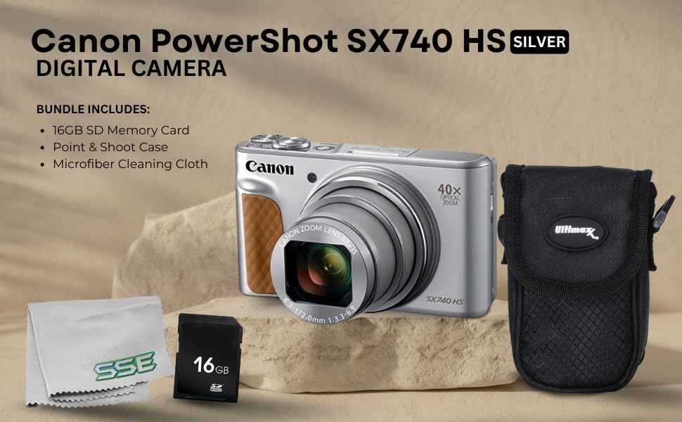 Amazon.com : Canon PowerShot SX740 HS Digital Camera 4PC Bundle