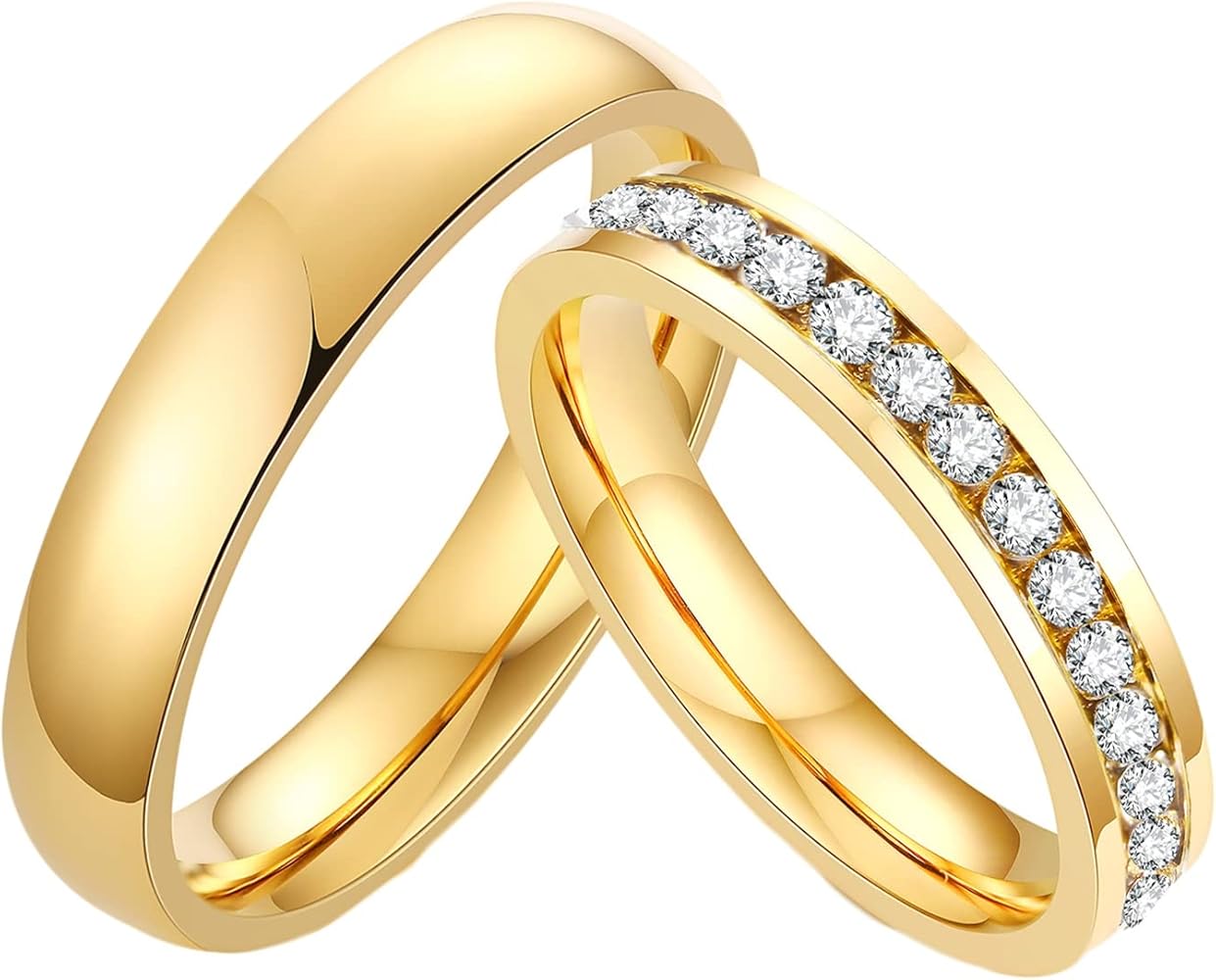 Bcughia Matching Rings, Stainless Steel Rings Engagement Silver