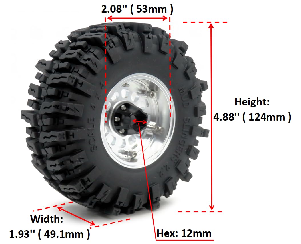 Amazon.co.jp: HOBBYSOUL RC 2.2 ビードロックホイールとタイヤ、高さ