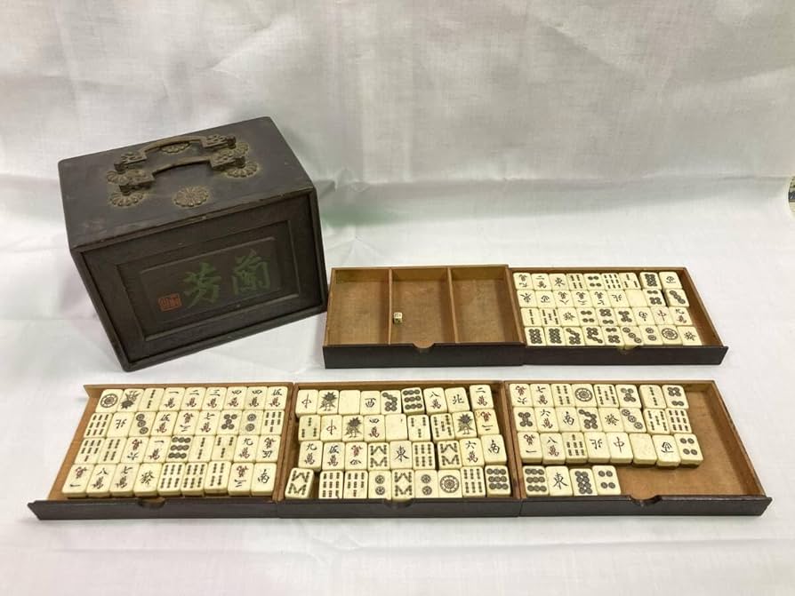 Amazon | 背竹骨面牌 時代箱付き 麻雀牌セット マージャンパイ 骨董