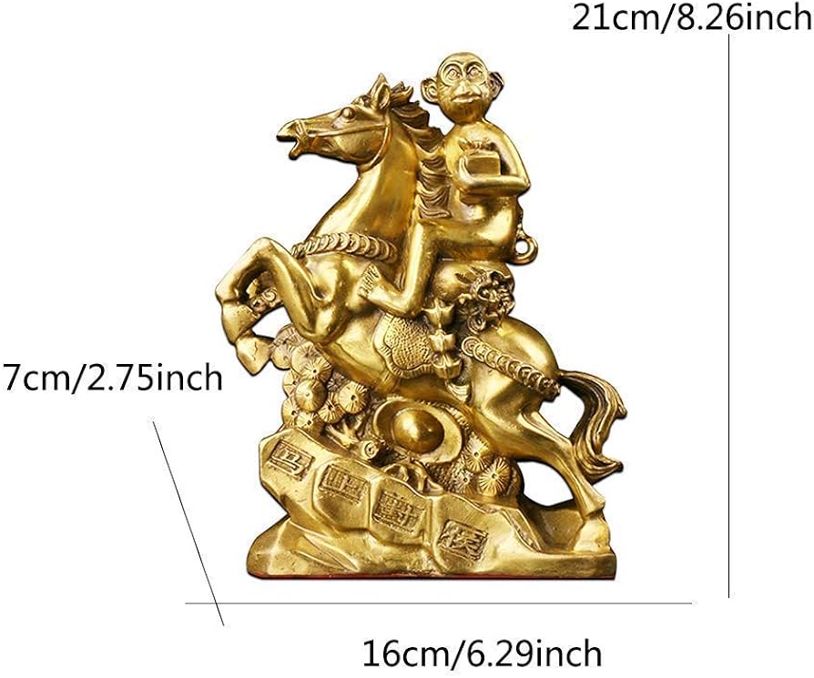 Amazon.co.jp: 風水像と置物中国の真鍮の馬の猿の装飾品、馬の彫刻に