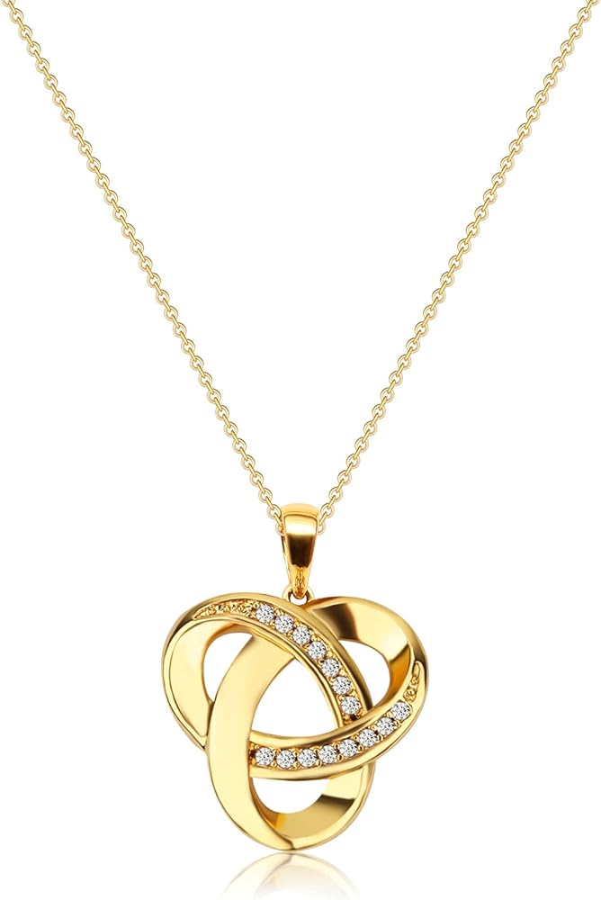 Amazon.com: Alsanix Love Knot Necklace,18K Yellow Gold Sterling