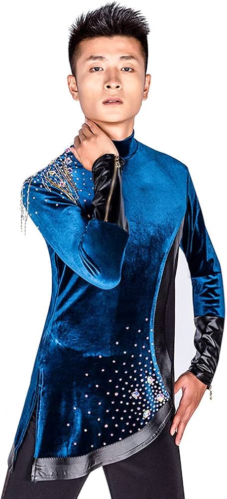 Amazon.co.jp: 社交ダンス 男性用 ダンス衣装 キラキラ メンズトップス