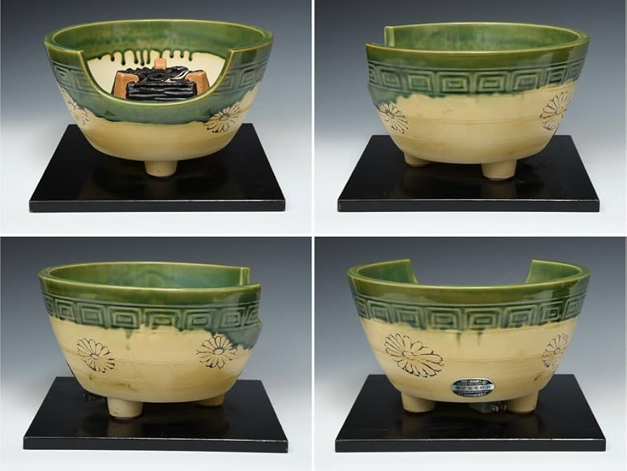 Amazon.co.jp: 野々田商店 風炉型電熱器 織部 道安型 紅鉢 炭型