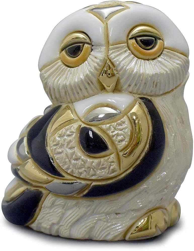 Amazon.co.jp: リンコナダ 白フクロウ子供 F335 陶器 動物 置物