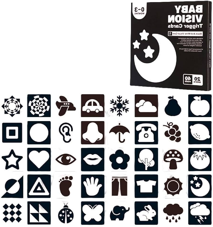 Amazon.co.jp: 赤ちゃん視覚刺激カード ブラックホワイト視覚刺激 ハイ