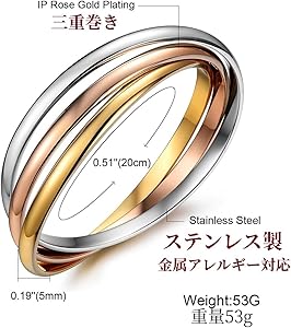 Amazon | JewelryWe レディース ブレスレット 3連リング バングル