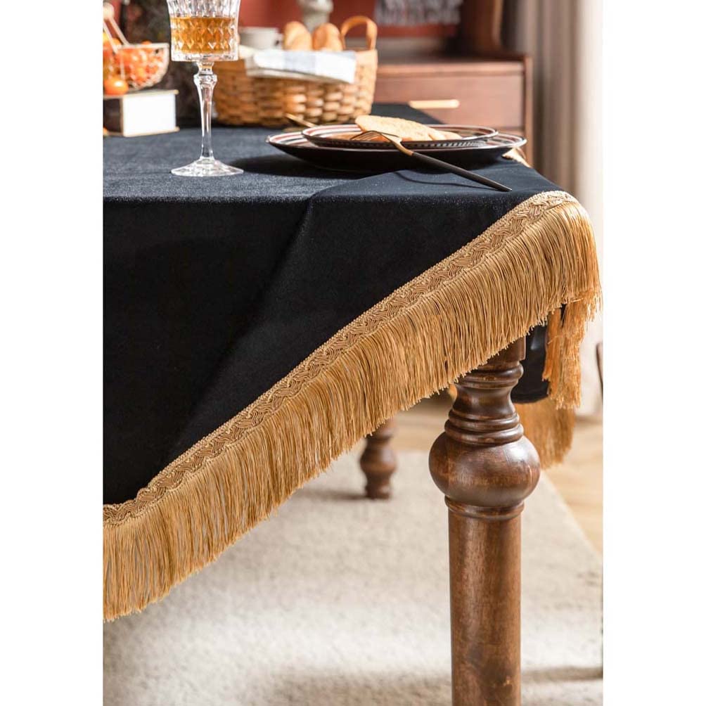 Amazon.co.jp: テーブルクロス 黒 ベロア 無地 長方形のテーブルカバー