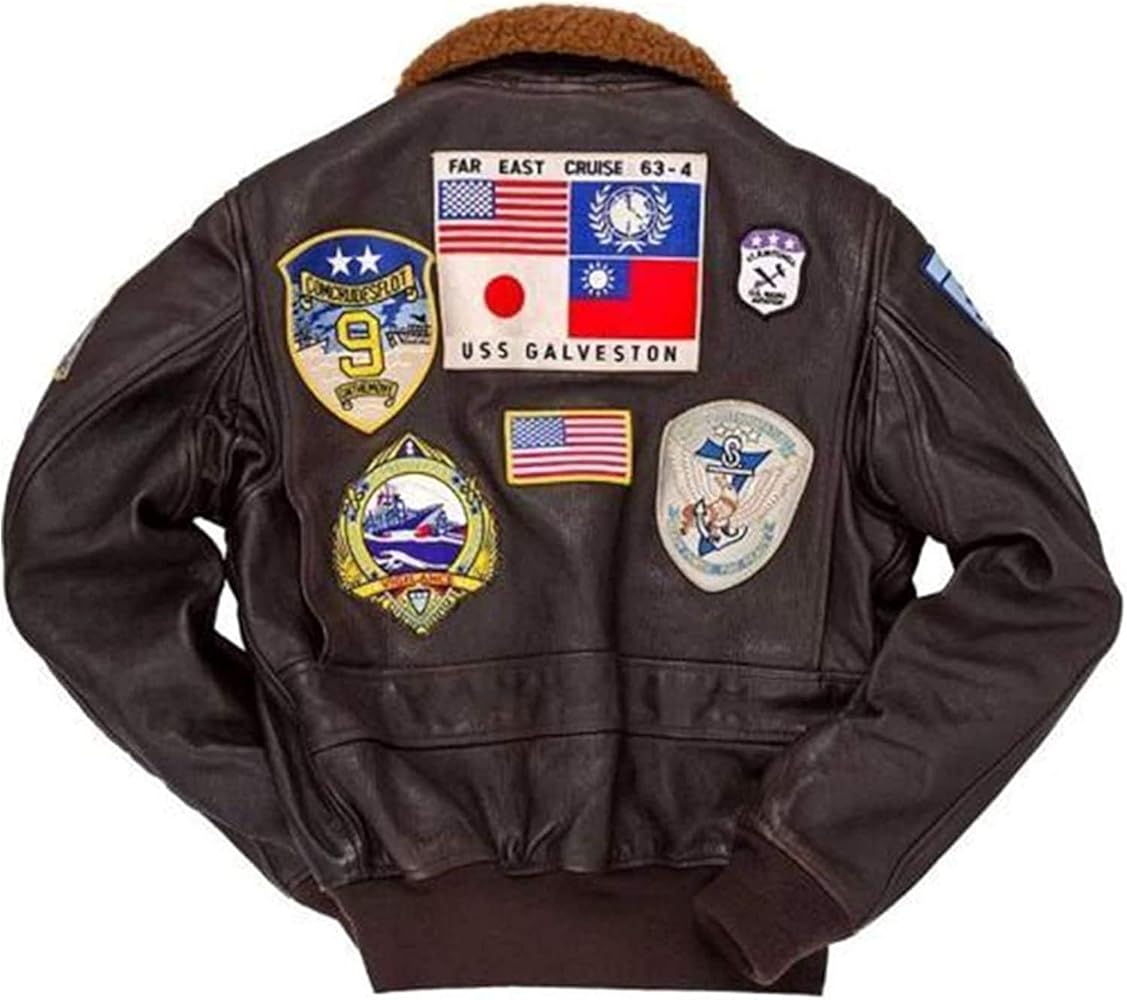 G1 Bomber Air Force Real Sheepskin Maverick Aviator Bomber Leather