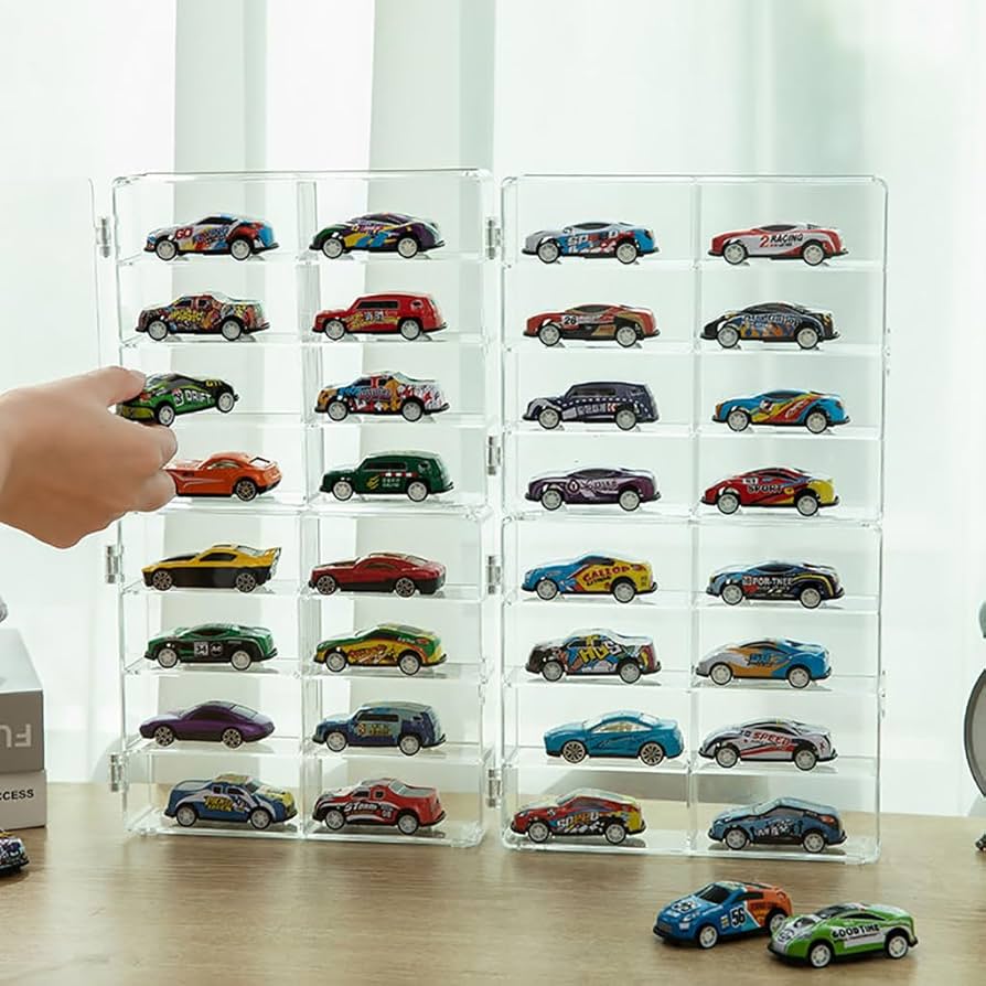 Amazon｜ノーブランド品トミカケース1:6432台収納可能ダストドア付