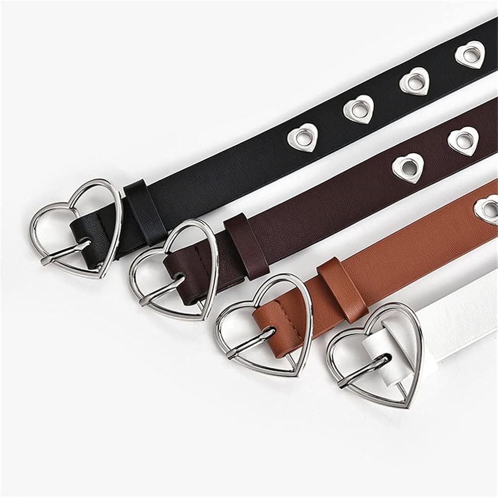Familyhouse Heart Belt Studded Eyelet Belt Punk Leather Waist Belt
