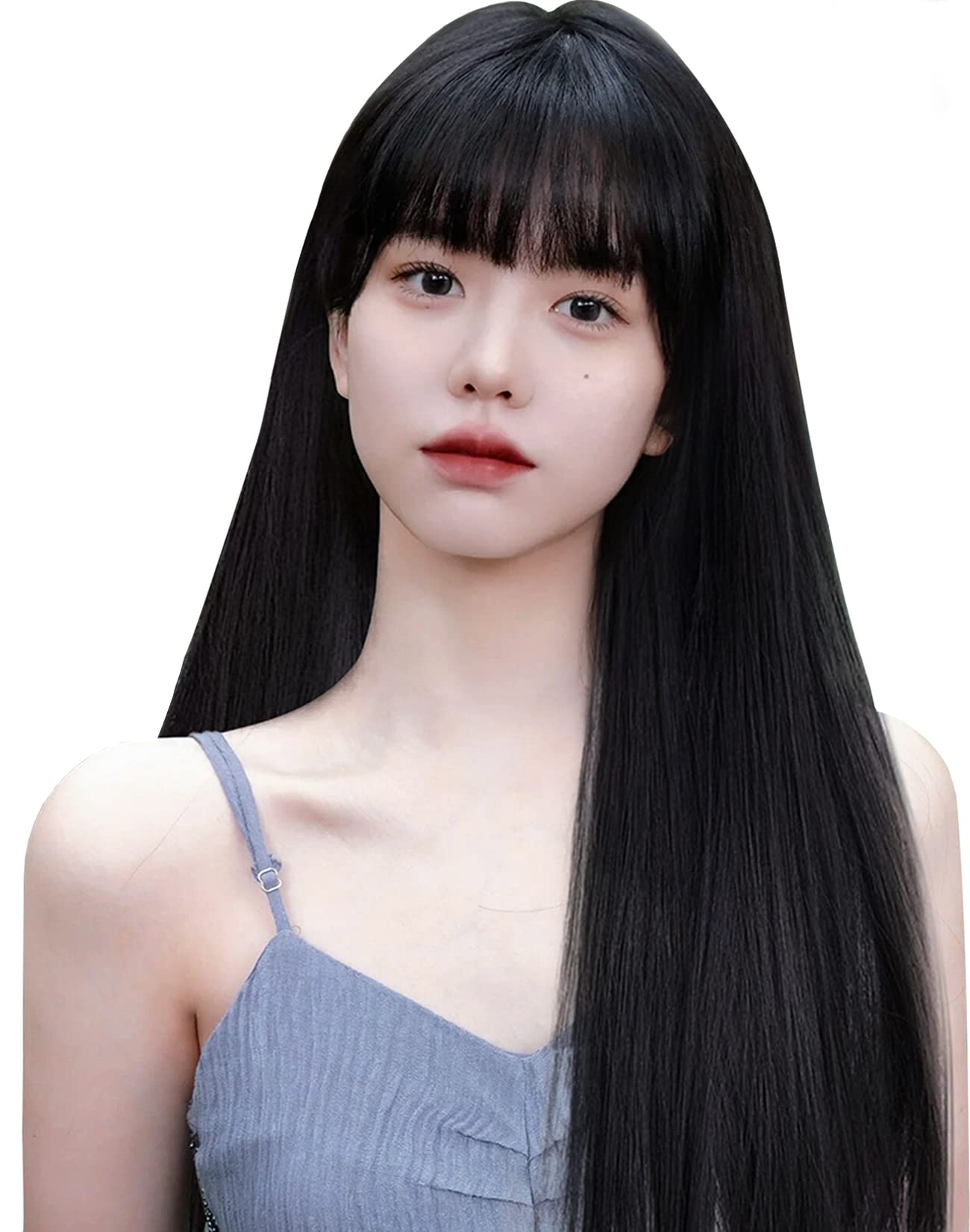 Amazon.co.jp: Sunecho ウィッグ ロング ストレート 黒髪 レディース