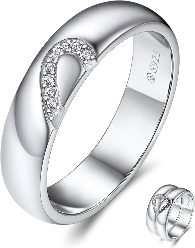 MomentWish Promise Rings for Couples, White Moissanite Wedding
