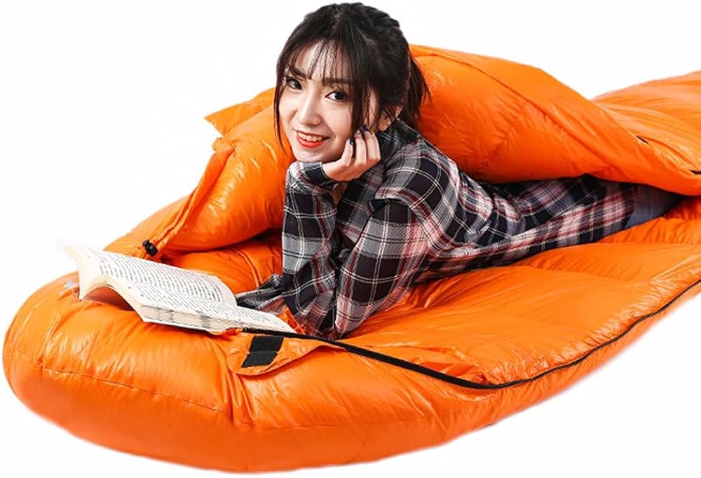 ダウン寝袋シュラフ オレンジ✖️ブラック JKGR3 JUYEE ダウン寝袋