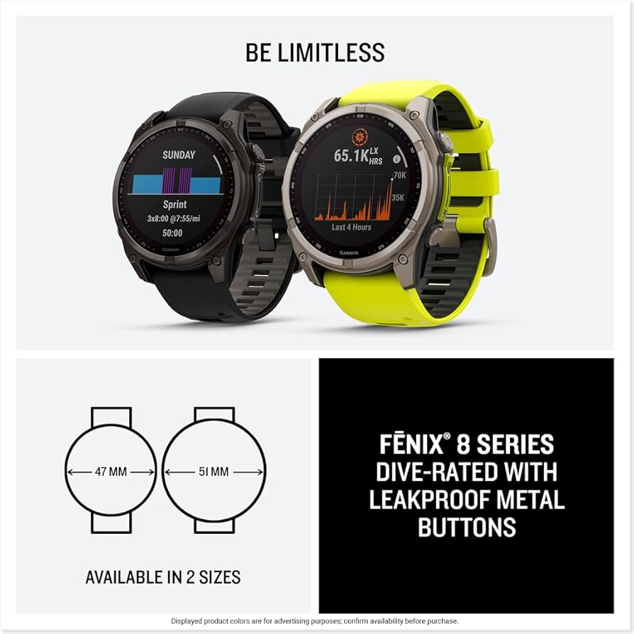 Amazon.com: Garmin fēnix® 8 – 51 mm, Solar, Sapphire, Premium