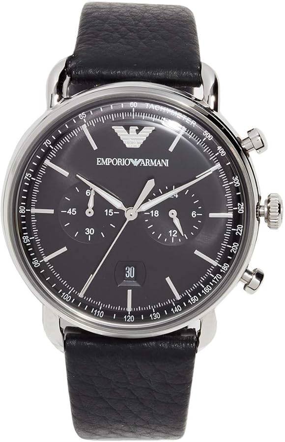 Amazon.com: Emporio Armani Men's Chronograph Black Leather Watch