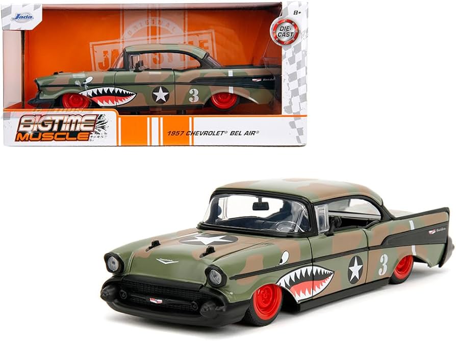 Amazon | JADA TOYS 1/24 シボレー ベルエア 1957 アーミーグリーン