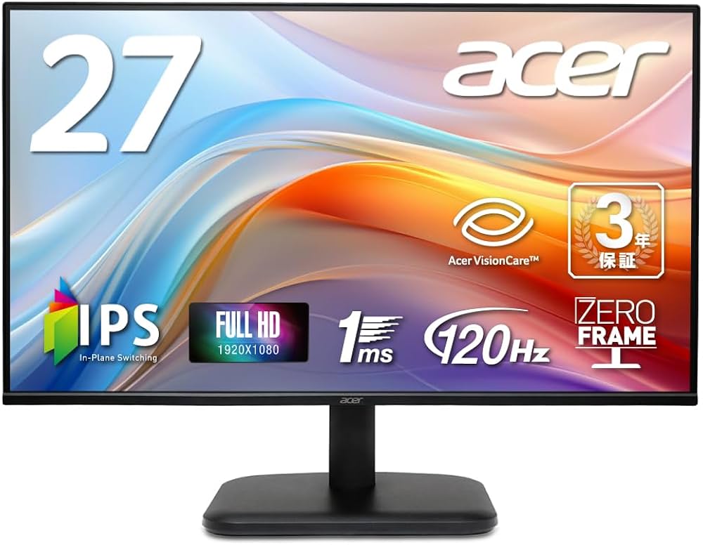 Amazon.co.jp: Acer モニター 27インチ フルHD 非光沢 120Hz 1ms(VRB