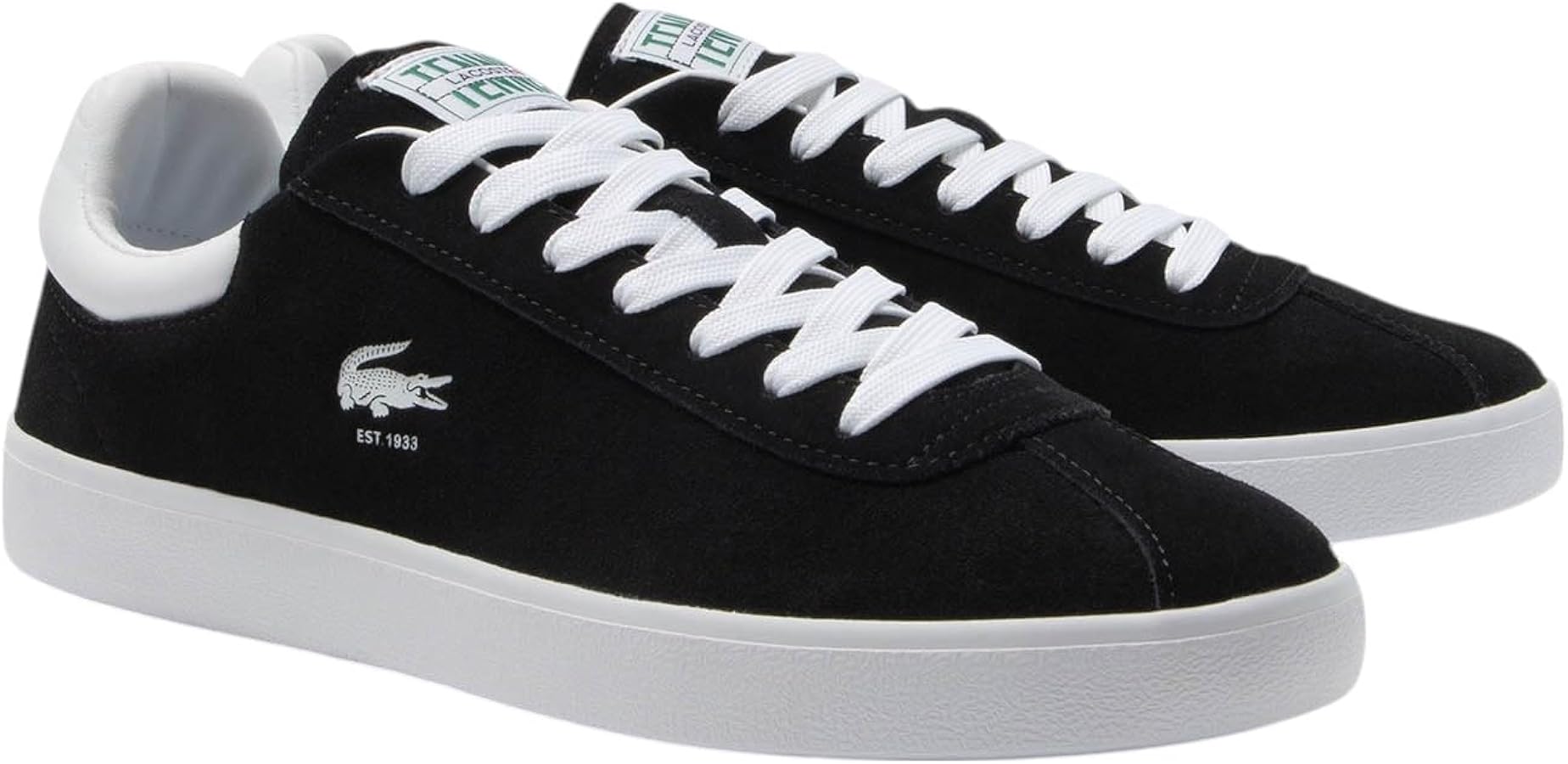 Amazon.com | Lacoste Men's Baseshot Sneaker, Black/White, 7