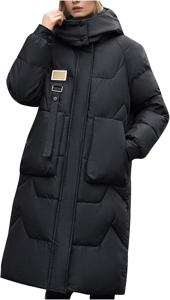 Amazon.com: Women's Long Down Jacket Warm Winter Coat Hooded