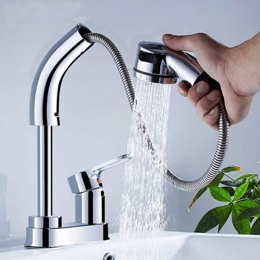 Amazon | Hefo 洗面台蛇口 混合水栓 シングルレバー ホース引き出し式