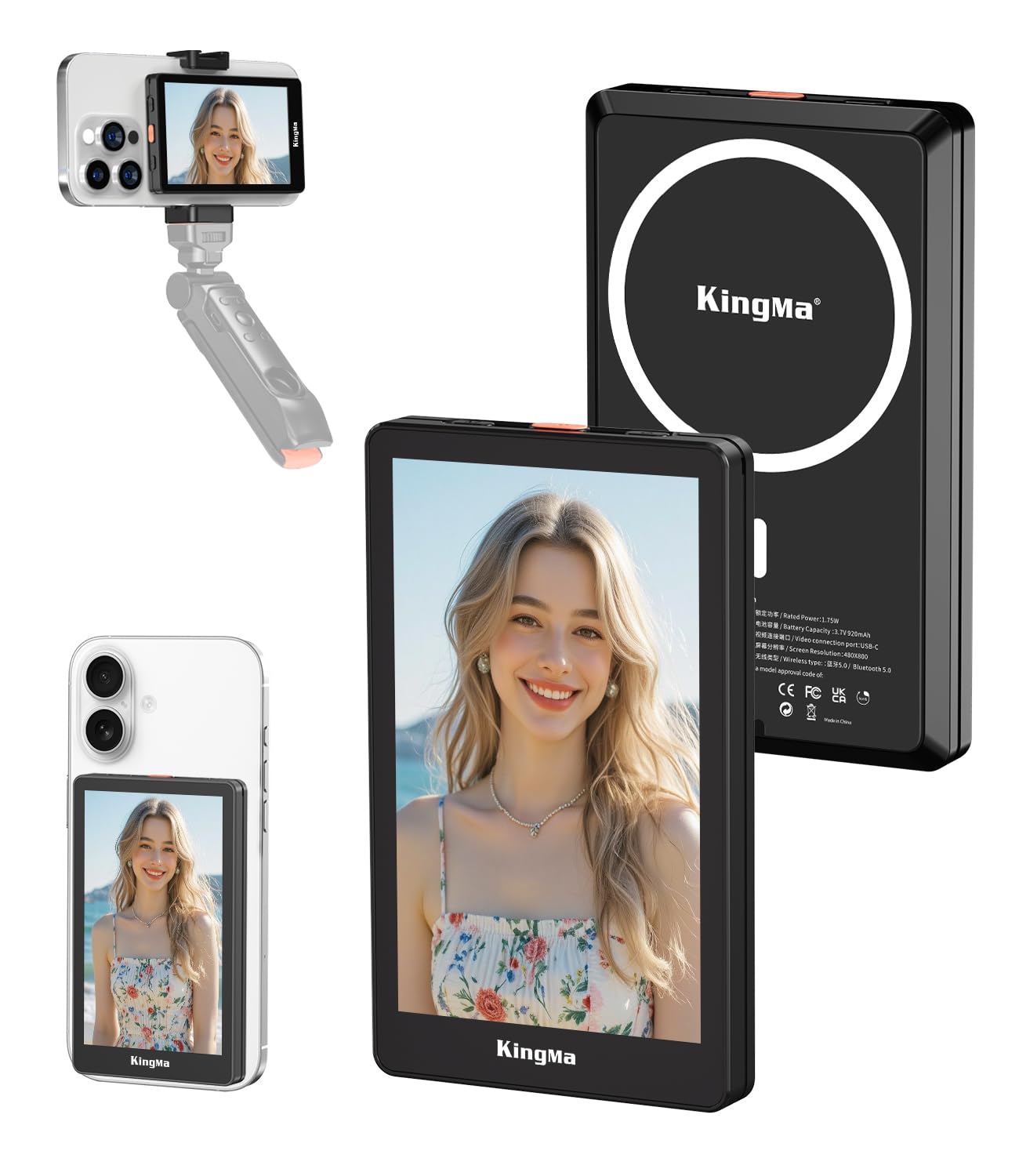 Amazon.com: King Ma 4K 30FPS Magnetic Phone Vlog Selfie Monitor