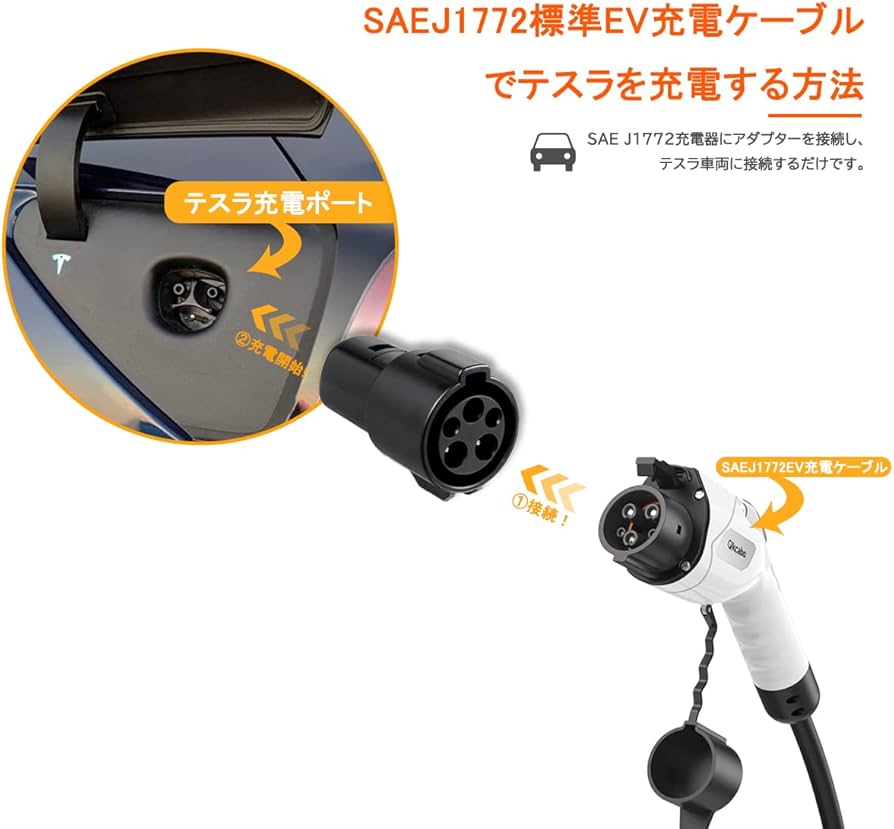 Amazon.co.jp: SAEJ 1772-テスラ充電アダプター、テスラ電気自動車充電