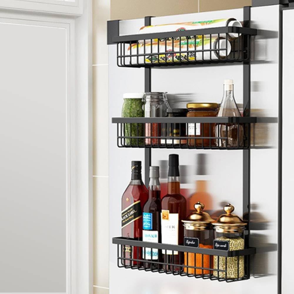 Amazon｜Bonarca 冷蔵庫 サイドラック 3段 ひっかけ 収納 横 隙間収納