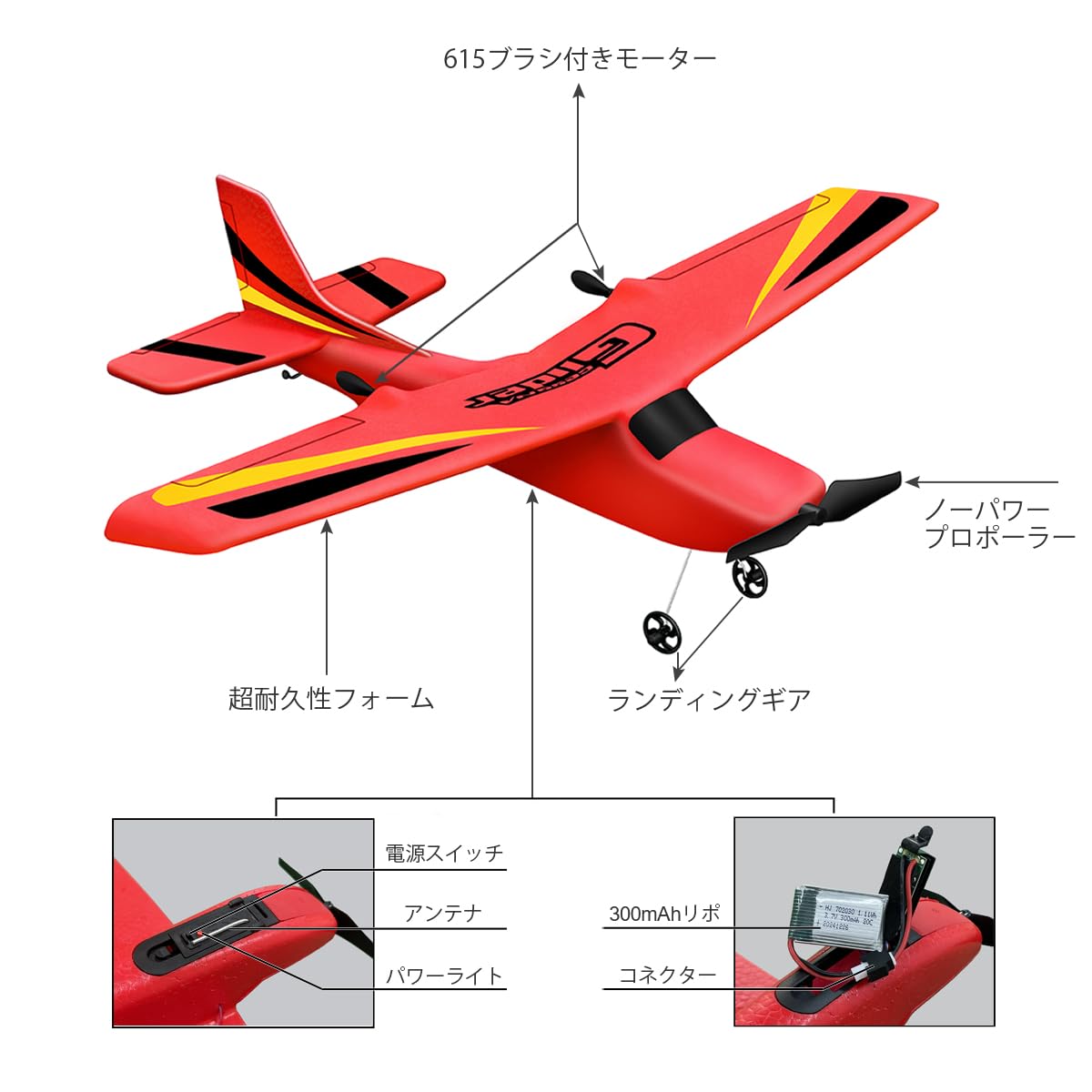 Amazon | HAWK'S WORK 2チャンネルRC飛行機、RC飛行機は飛ぶ準備ができ