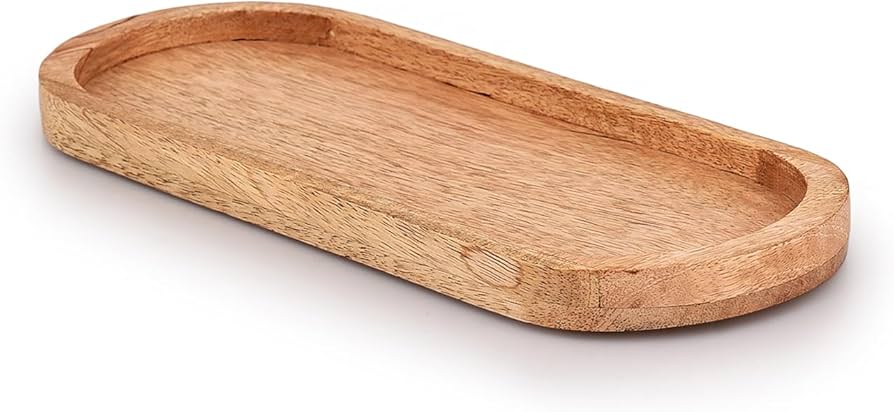 Amazon.com: Samhita Mango Oval Wood Tray Set of 3 Perfect for Food