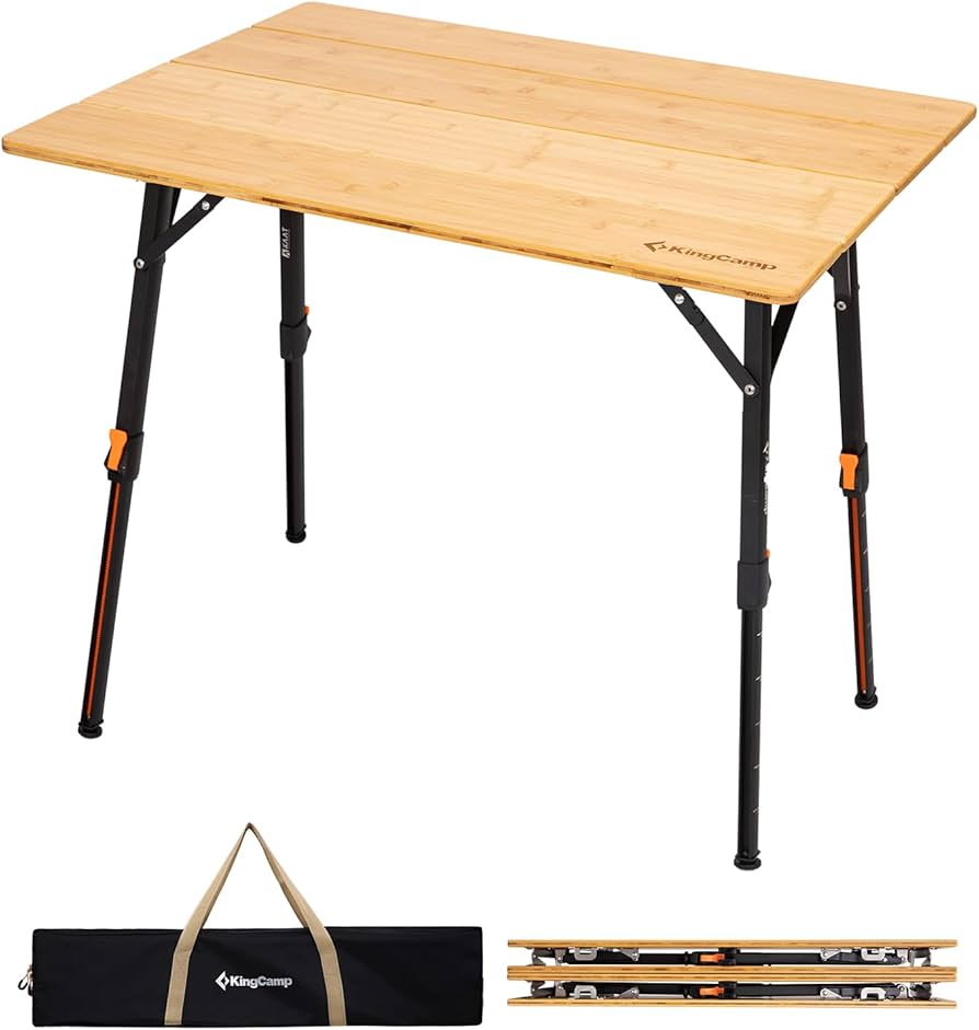 Amazon.com: KingCamp Bamboo Folding Table, 4-Fold Camping