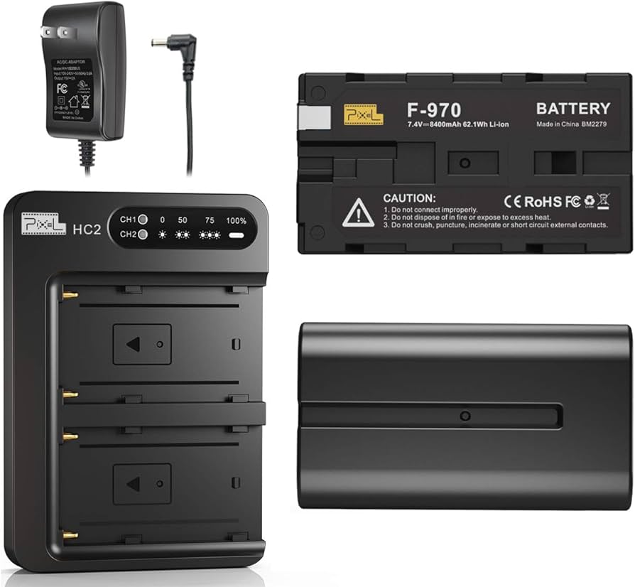 Amazon.co.jp: NP-F970バッテリー充電器セット Pixel 2個 8400mAh大