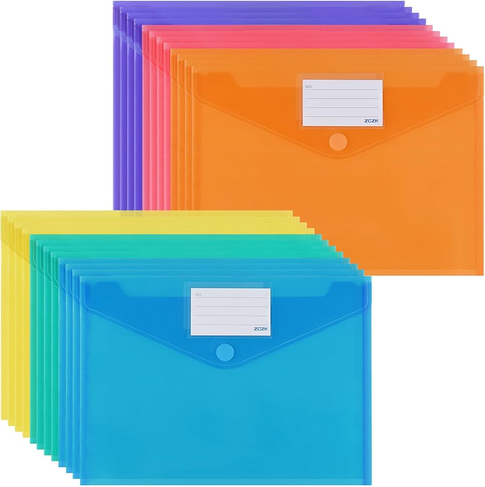 Amazon | ZCZN 書類収納 クリアホルダー マジックテープ式 クリア